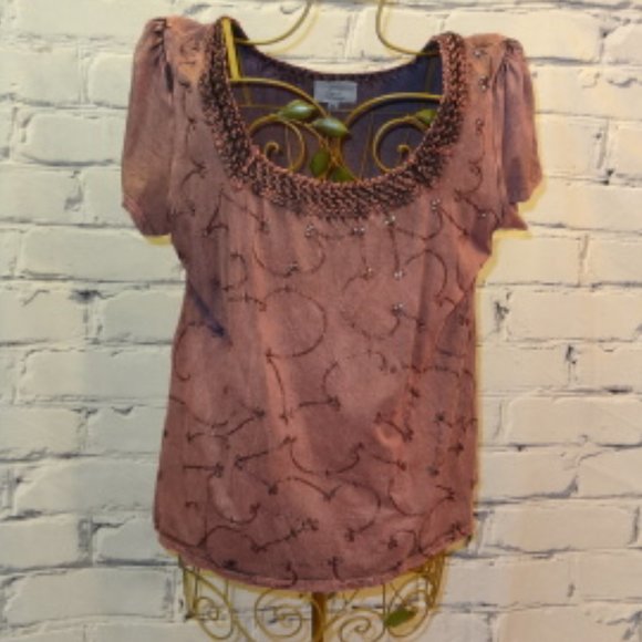 Plum Casual Living Short Sleeve Tunic, Like New - Picture 1 of 5